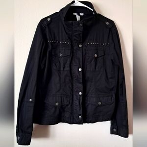 Women's Black Studded Zip-Up / button-Up Jacket
